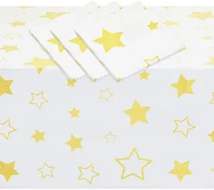 3 Pack Twinkle Twinkle Little Star Tablecloths for Baby Shower Decorations (54 x 108 in)