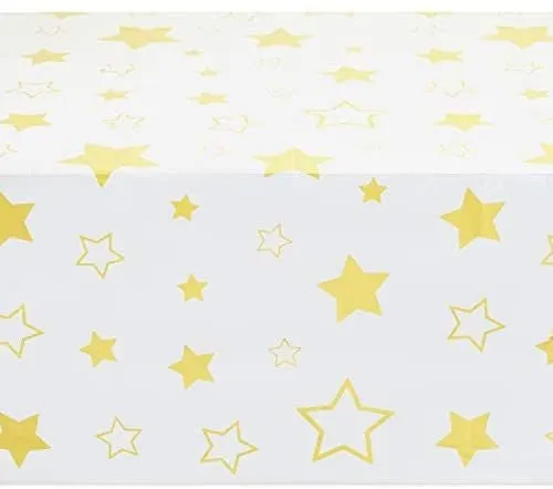 3 Pack Twinkle Twinkle Little Star Tablecloths for Baby Shower Decorations (54 x 108 in)