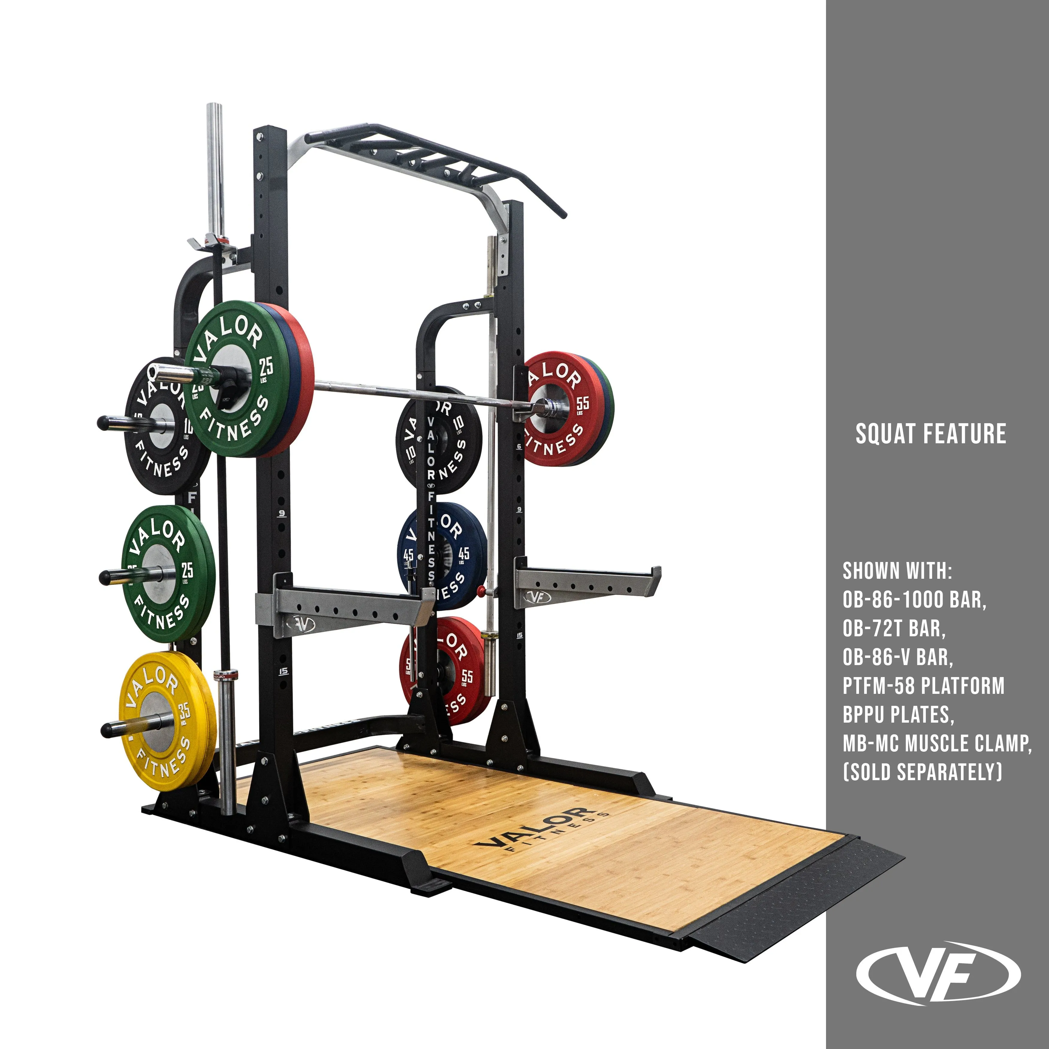 3x3 Half Rack w/ Multi Grip Pullup Bar and Plate Storage