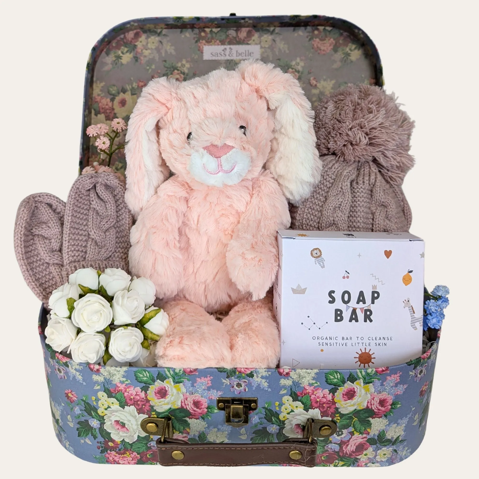 Baby Girl Keepsake Hamper Bunny, Hat & Mittens