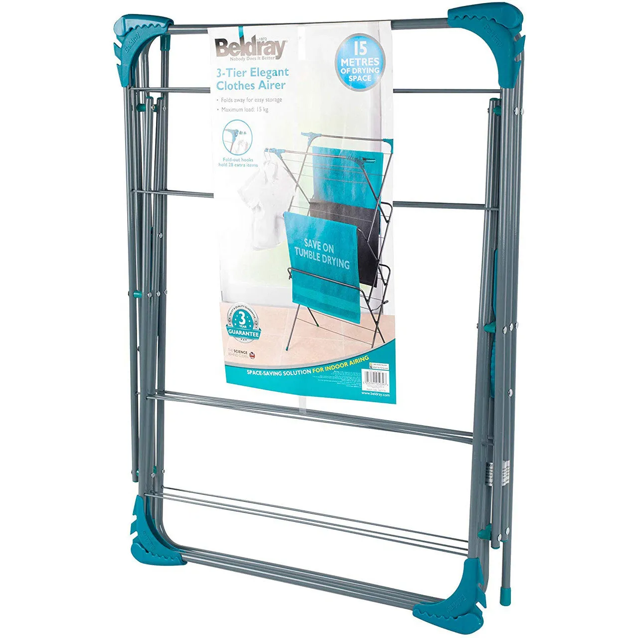 Beldray 3 Tier Elegant Clothes Horse Laundry Airer - Blue | LA050397XEU7