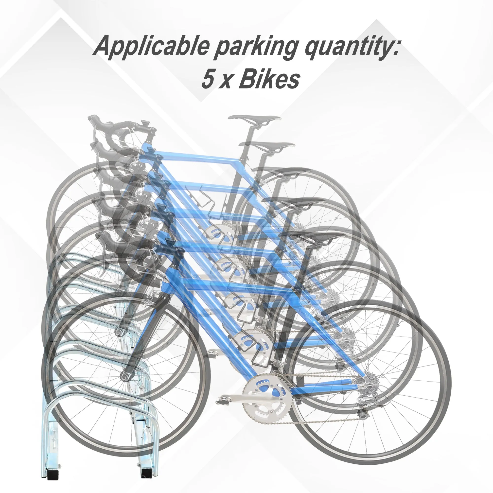 Bike Stand Parking Rack Floor or Wall Mount Bicycle Cycle Storage Locking Stand (5 Racks, Silver)