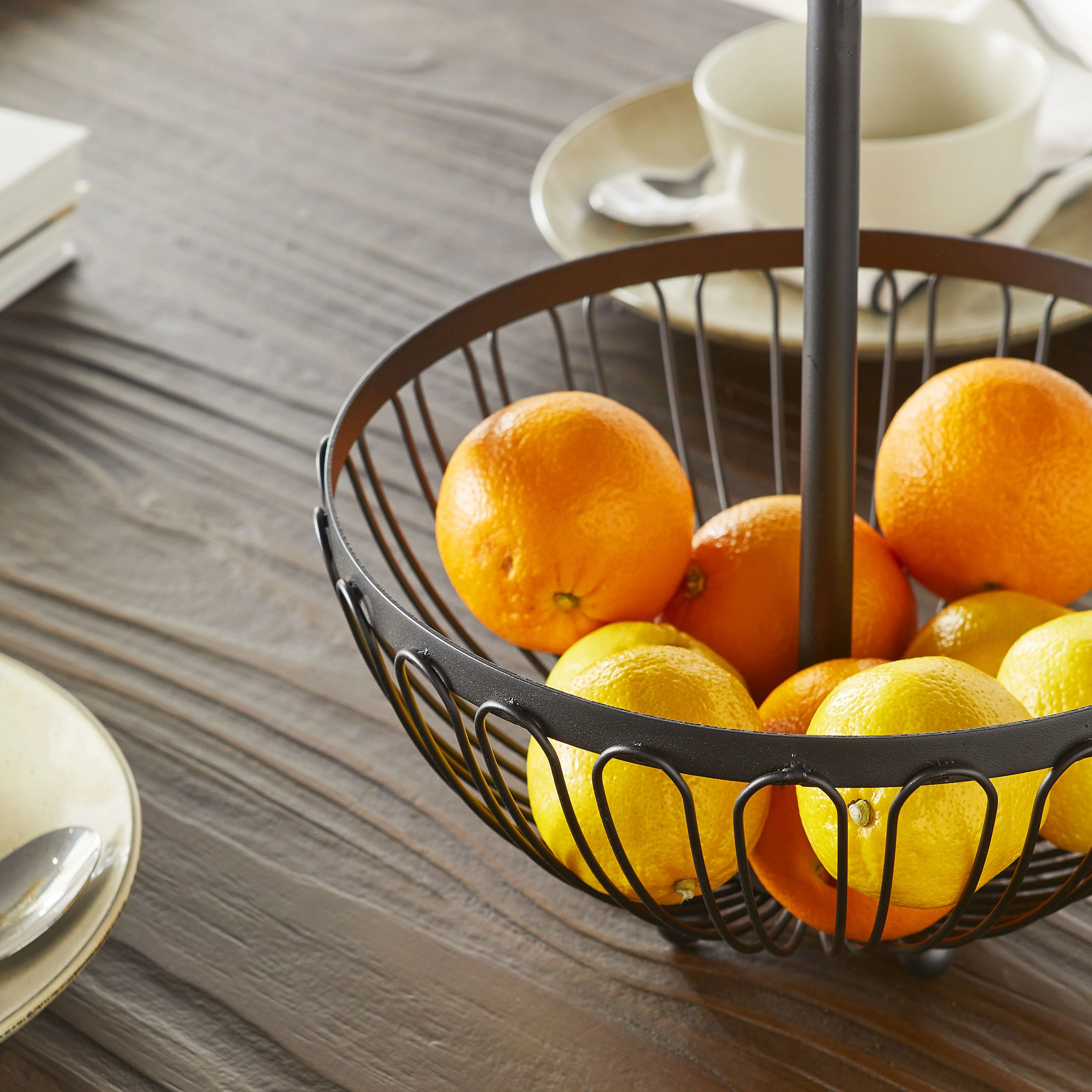 Black 2 Tier Fruit Basket 30x43x30cm