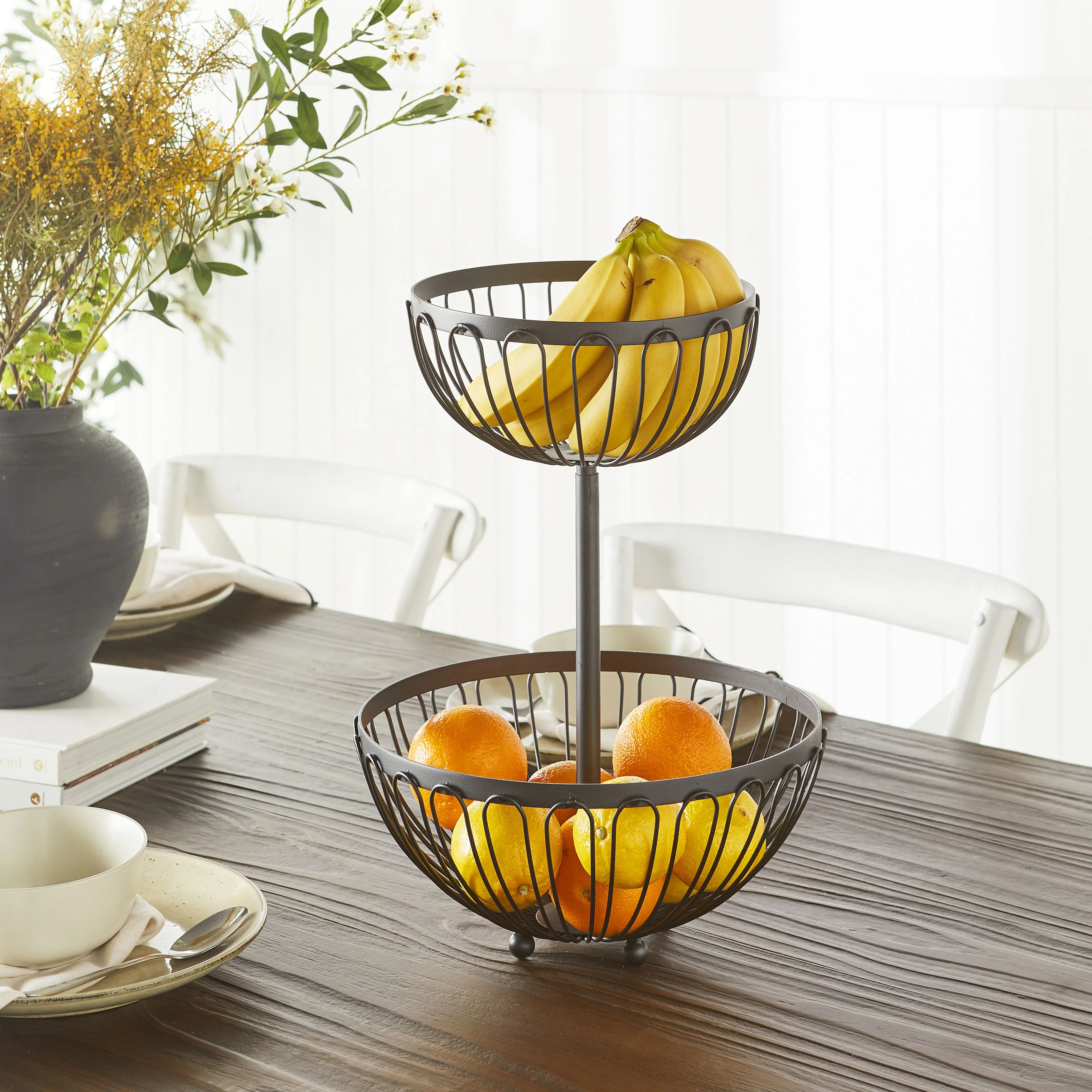 Black 2 Tier Fruit Basket 30x43x30cm