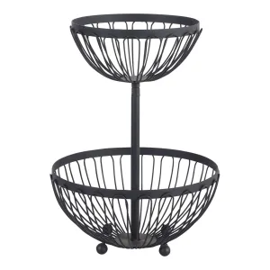 Black 2 Tier Fruit Basket 30x43x30cm