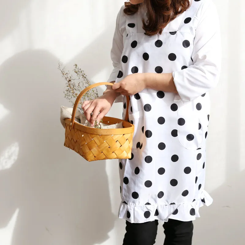 Black And White Dot Apron Fashion Home Kitchen Workwear A18023