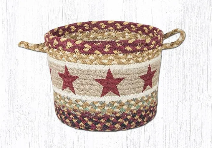 Burgundy Star Braided Jute Utility Baskets