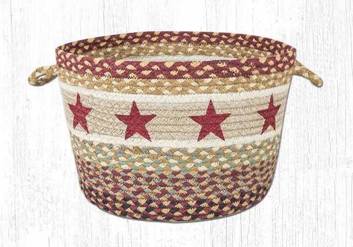 Burgundy Star Braided Jute Utility Baskets