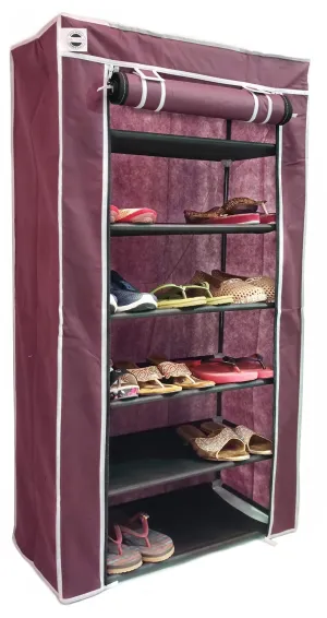 CMerchants Multipurpose Home Utility Portable Space Saving 6 Layer Shoe Rack Organizer Stand Maroon