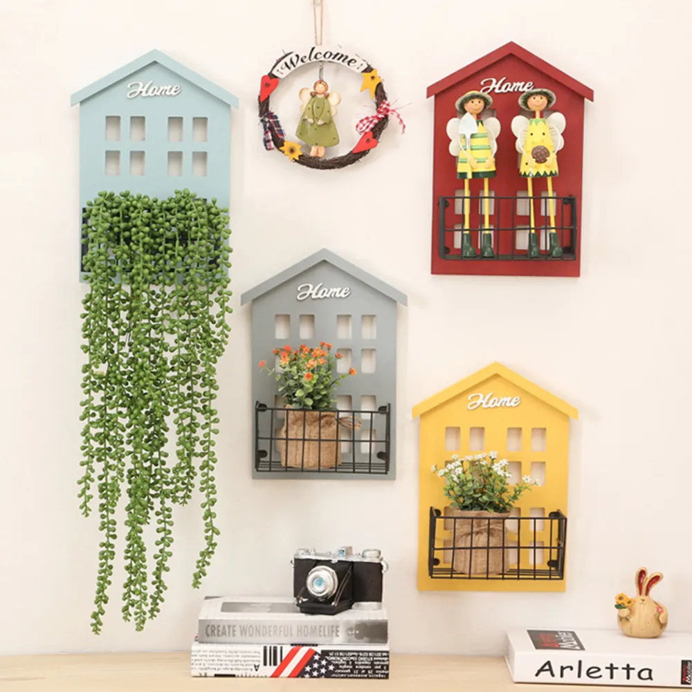 Colorful Wooden House Wall Storage Organizing Rack