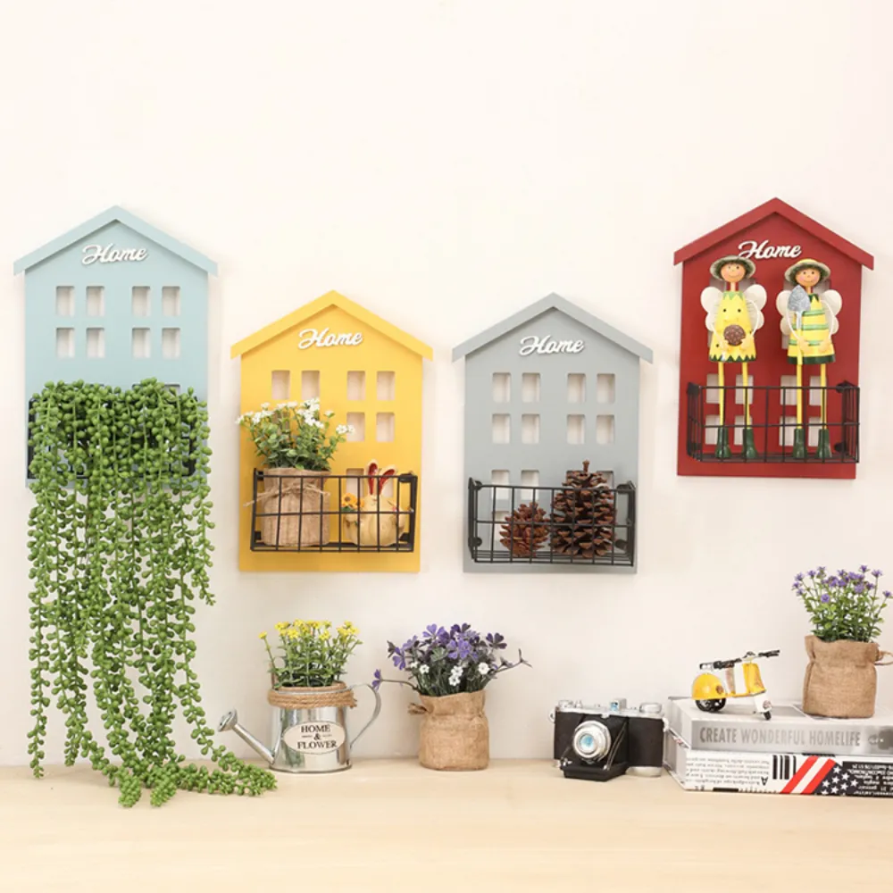 Colorful Wooden House Wall Storage Organizing Rack