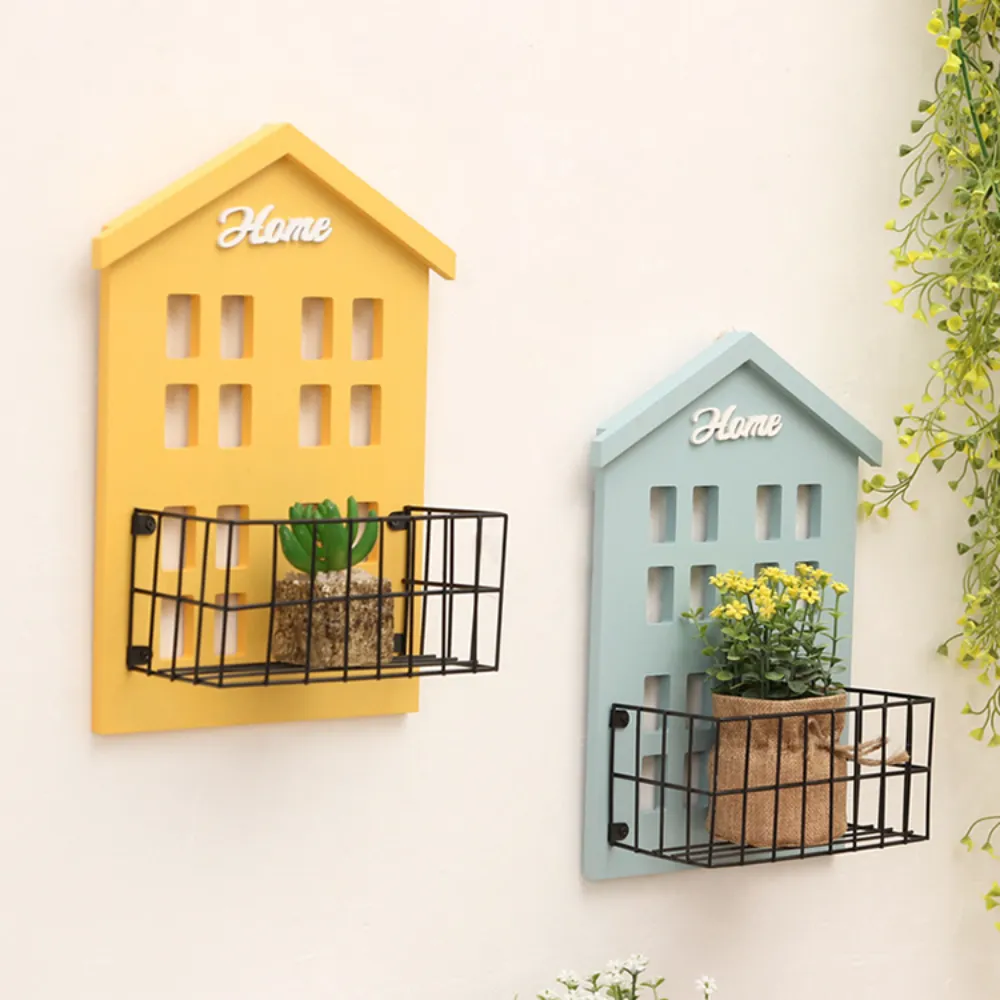 Colorful Wooden House Wall Storage Organizing Rack