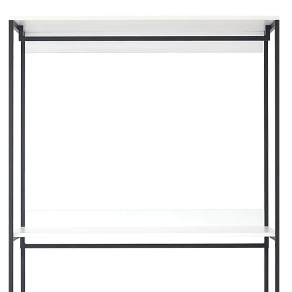 Cox Modular Closet System, 3 Wide White Board Shelves and Black Metal Frame By Casagear Home