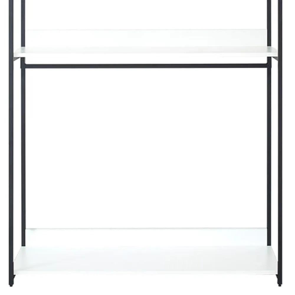 Cox Modular Closet System, 3 Wide White Board Shelves and Black Metal Frame By Casagear Home