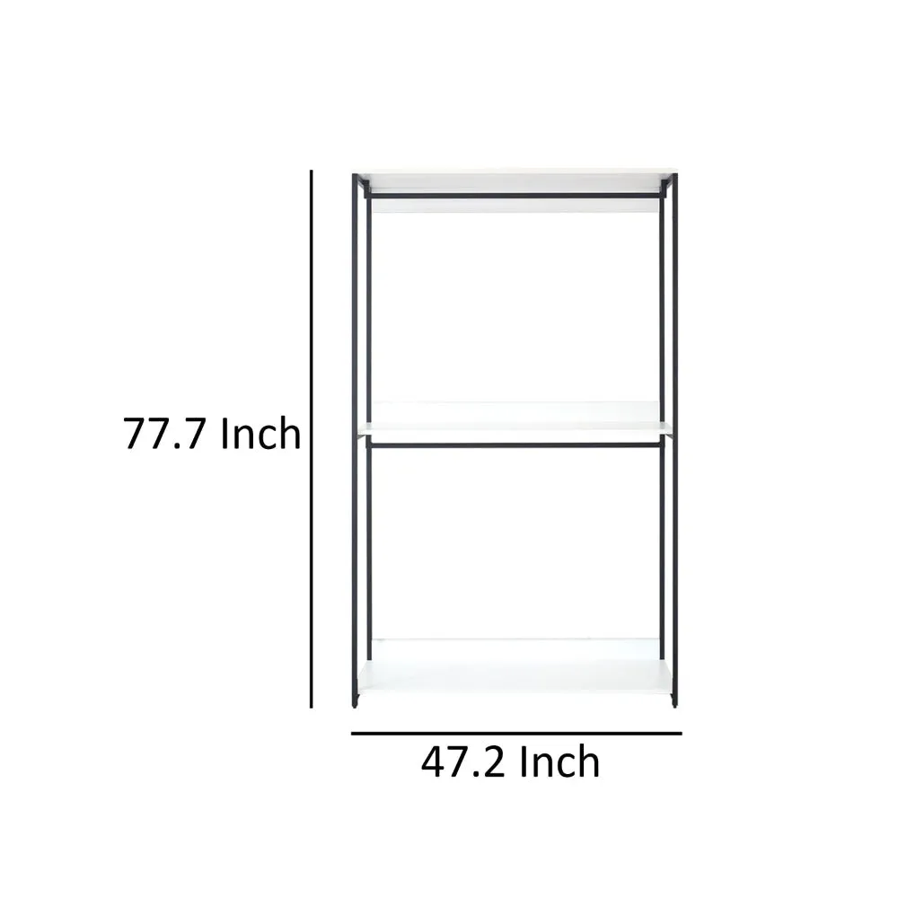 Cox Modular Closet System, 3 Wide White Board Shelves and Black Metal Frame By Casagear Home