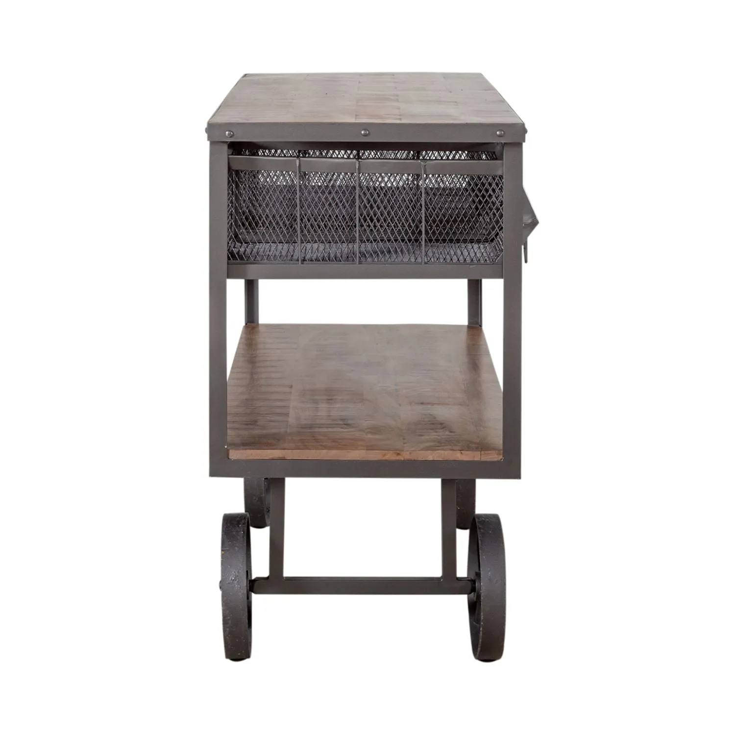 Farmhouse Solid Wood and Metal Kitchen Cart