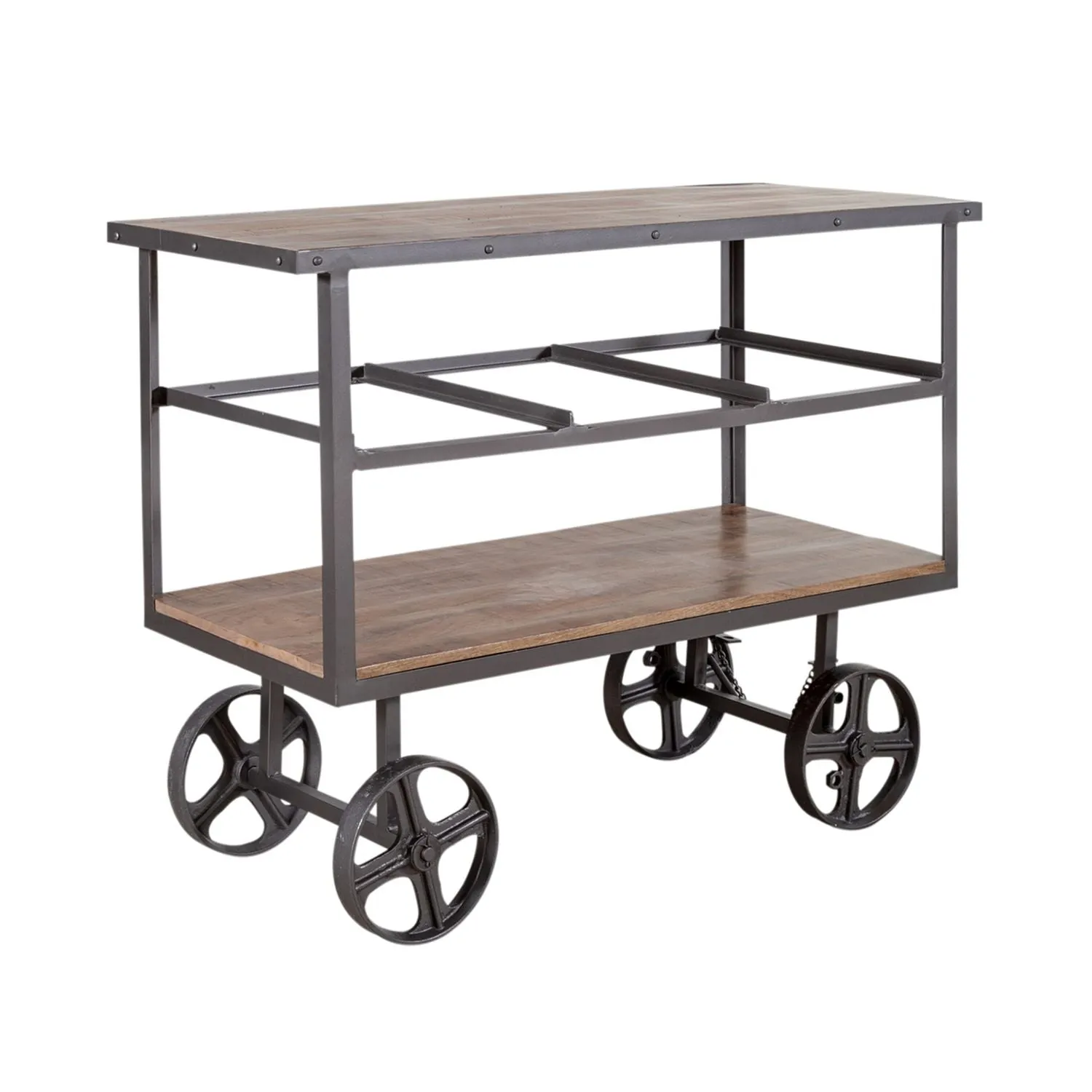 Farmhouse Solid Wood and Metal Kitchen Cart