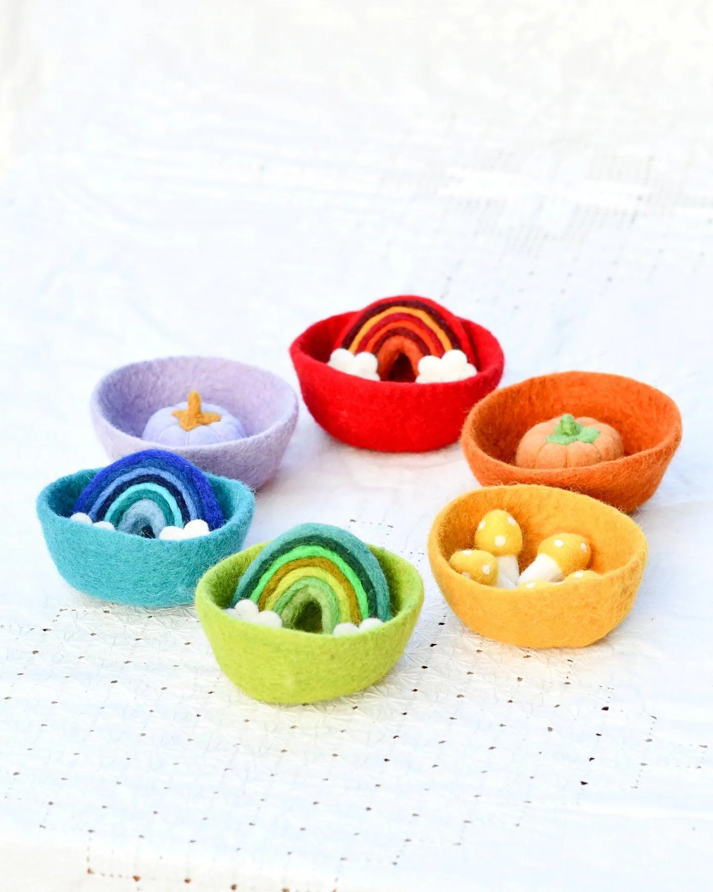 Felt Small Colourful Bowls - Set of 6