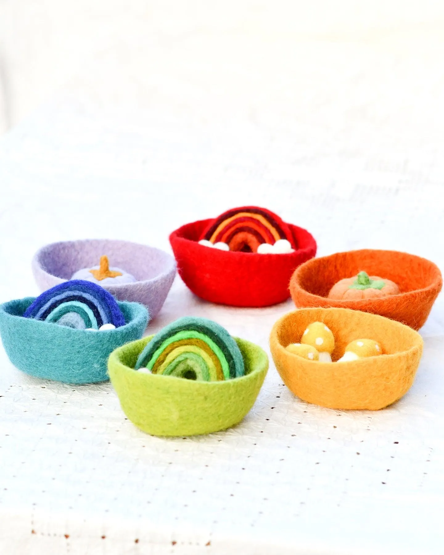 Felt Small Colourful Bowls - Set of 6