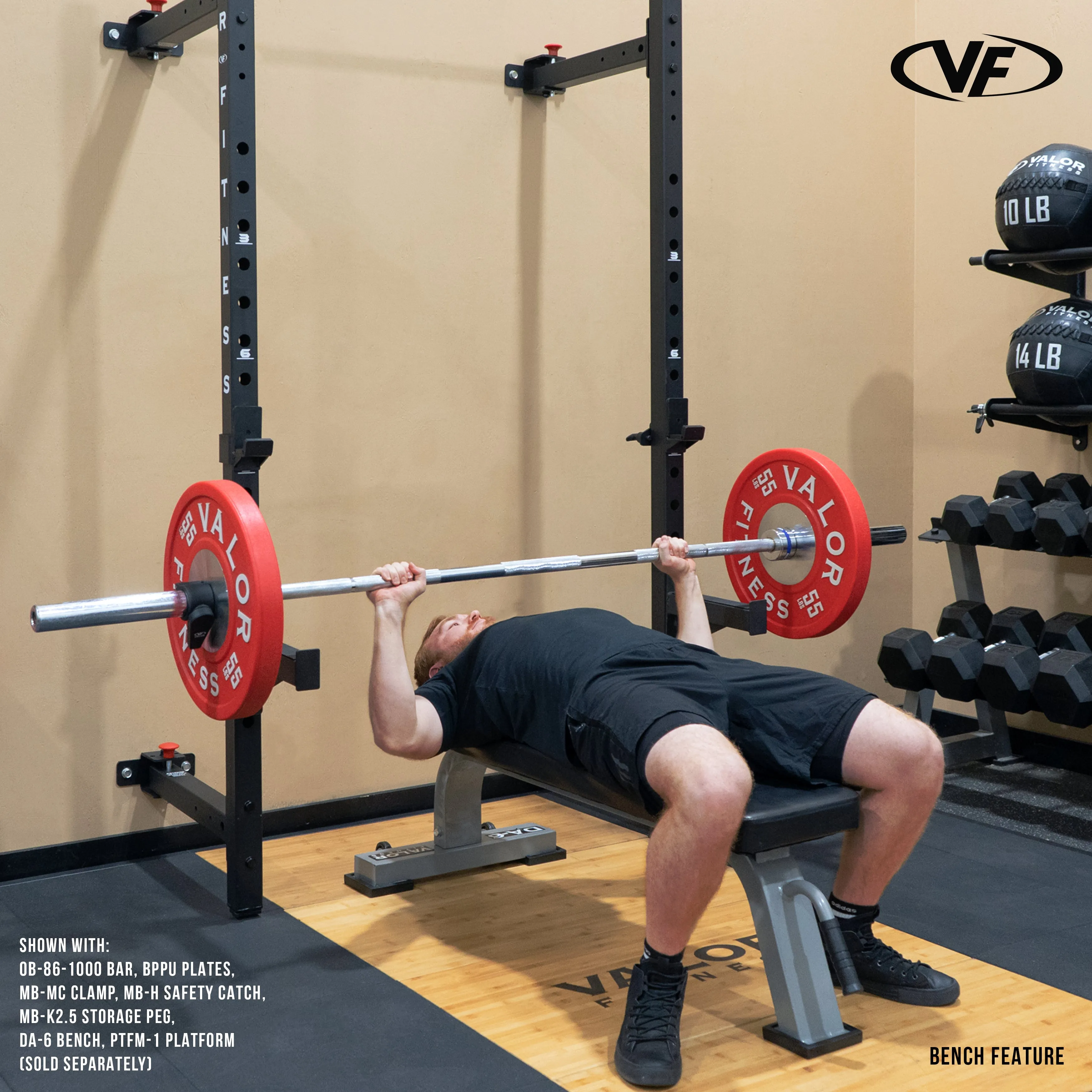 Folding Wall Mounted Squat Rack - Bench - Pull Up Bar