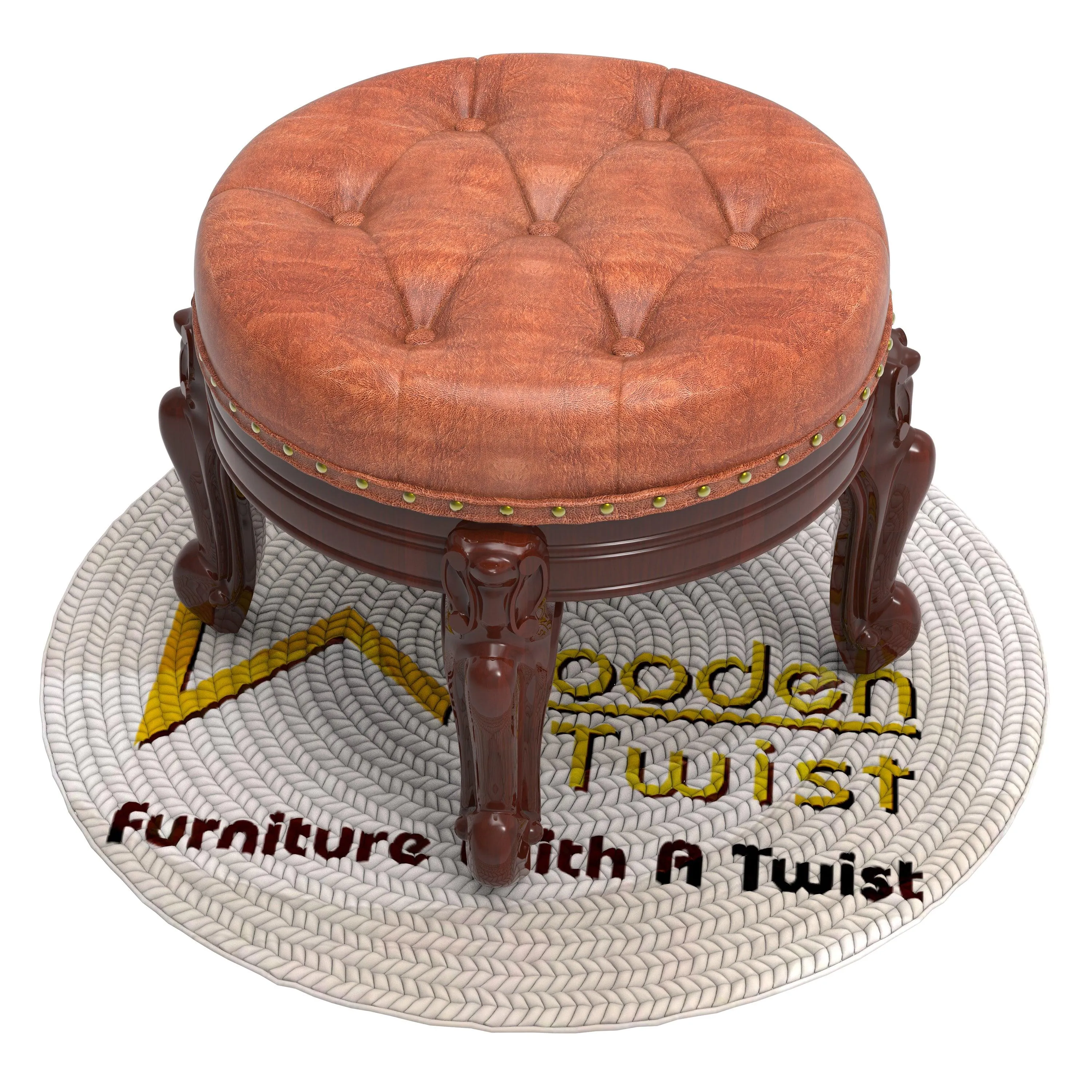 Foot Stool Round Ottoman Mid Century Foot Rest Cushion for Living Room