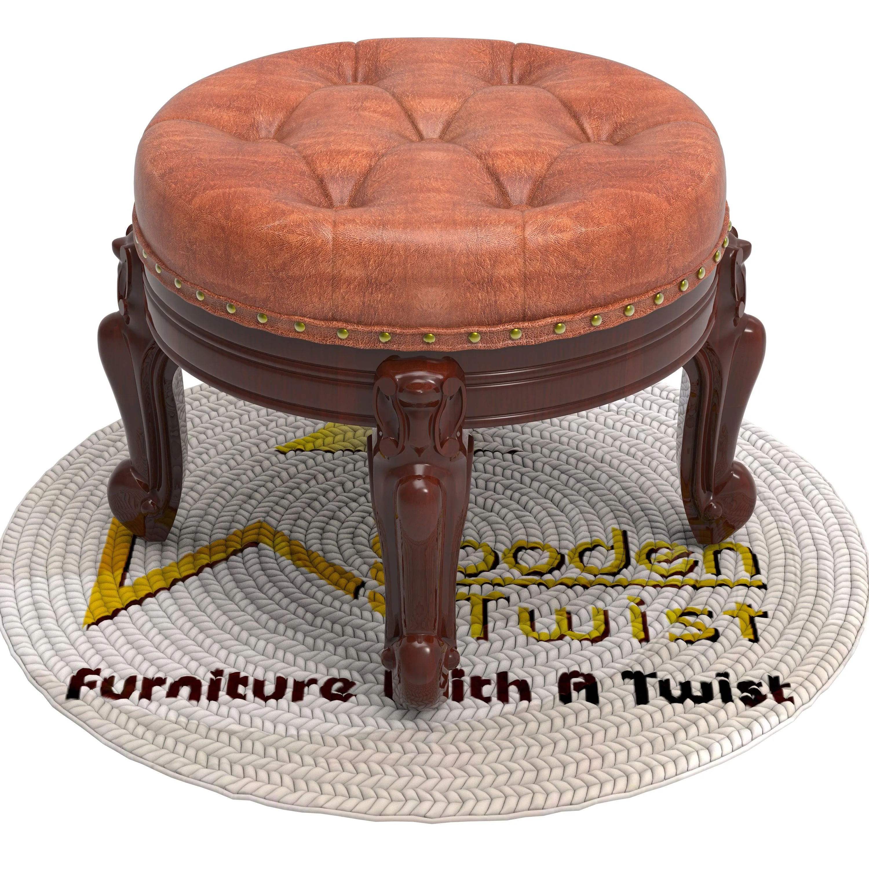 Foot Stool Round Ottoman Mid Century Foot Rest Cushion for Living Room