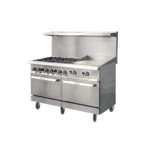 IKON IR-6B-24TG-60 Gas 6 Burner 60" Range with 24" Griddle & Standard Ovens