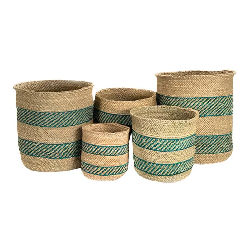 Iringa Basket in Turquoise Stripe