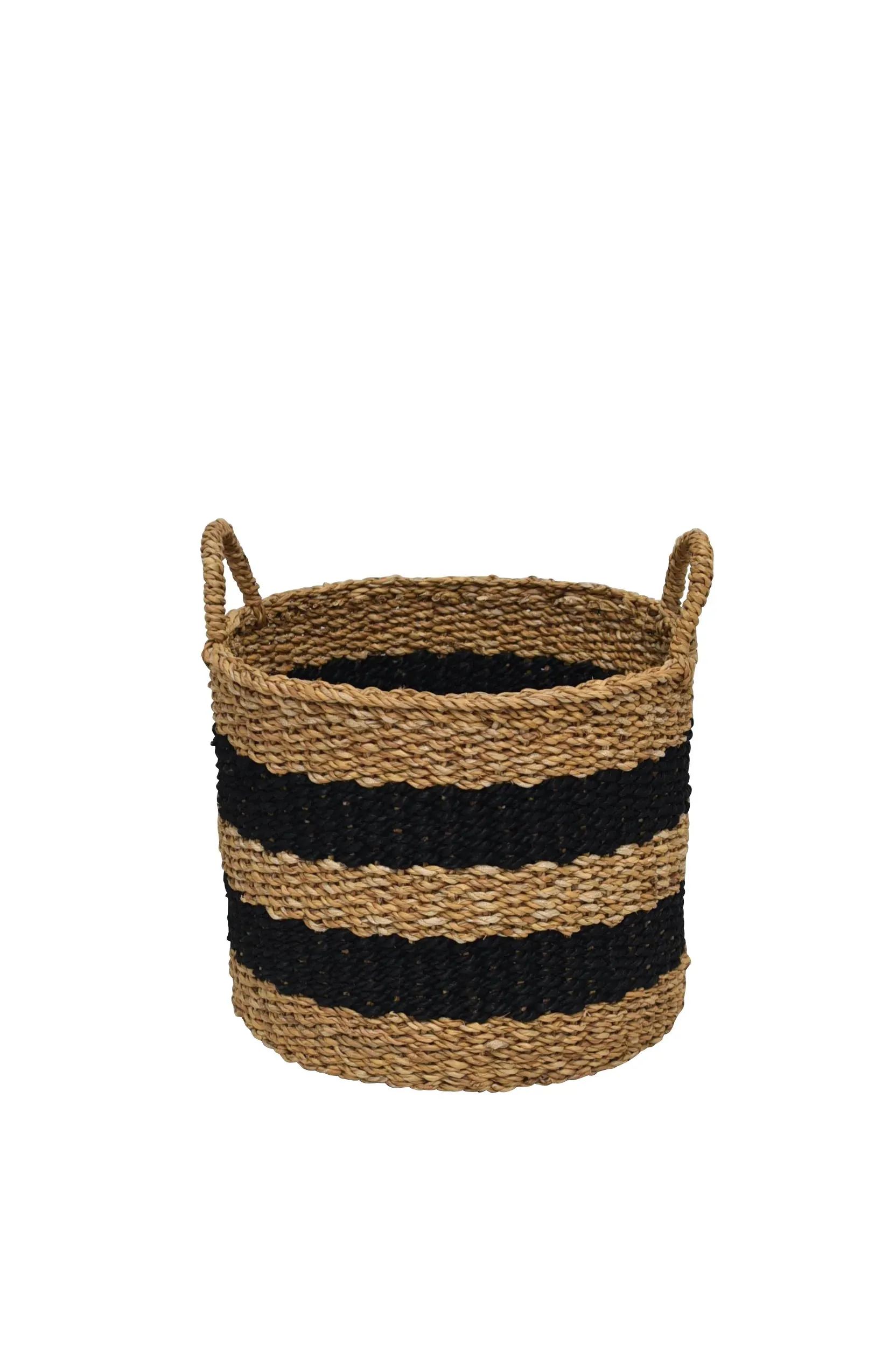 Jute Striped Baskets - Black/Natural