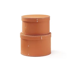 Kids Concept Round Storage Box in Rust (set of two)