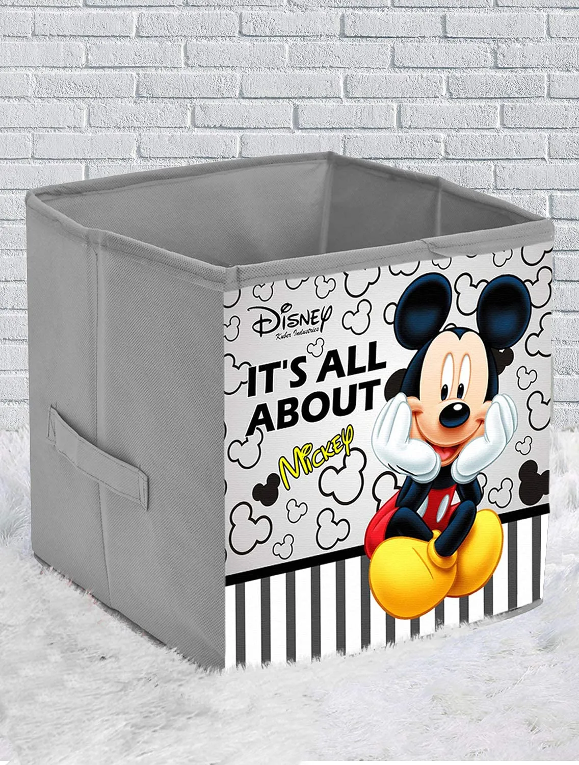 Kuber Industries Disney Mickey Printed Multipurposes Storage Box/Organizer With Handles (Grey) -HS43KUBMART26271