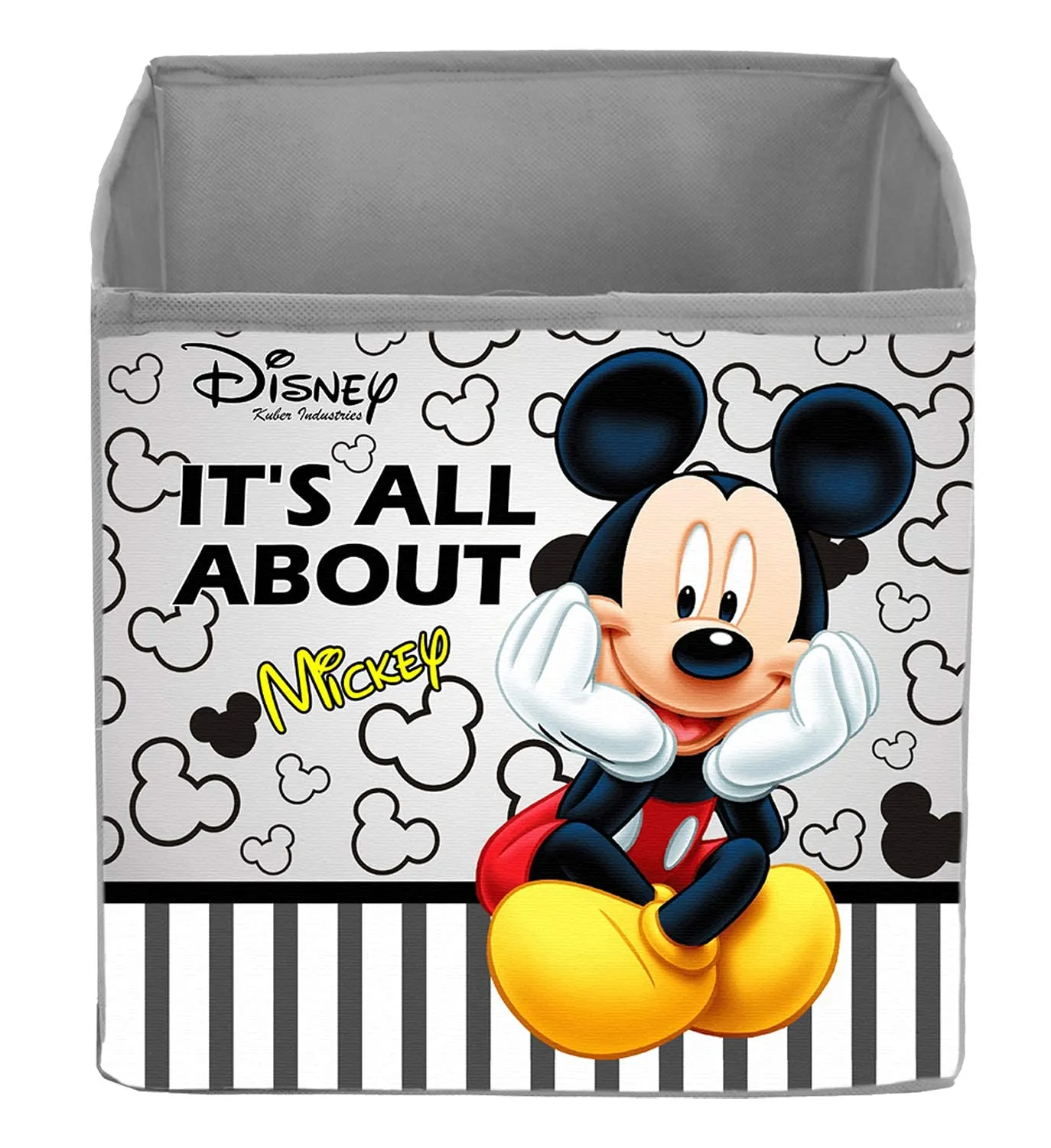 Kuber Industries Disney Mickey Printed Multipurposes Storage Box/Organizer With Handles (Grey) -HS43KUBMART26271