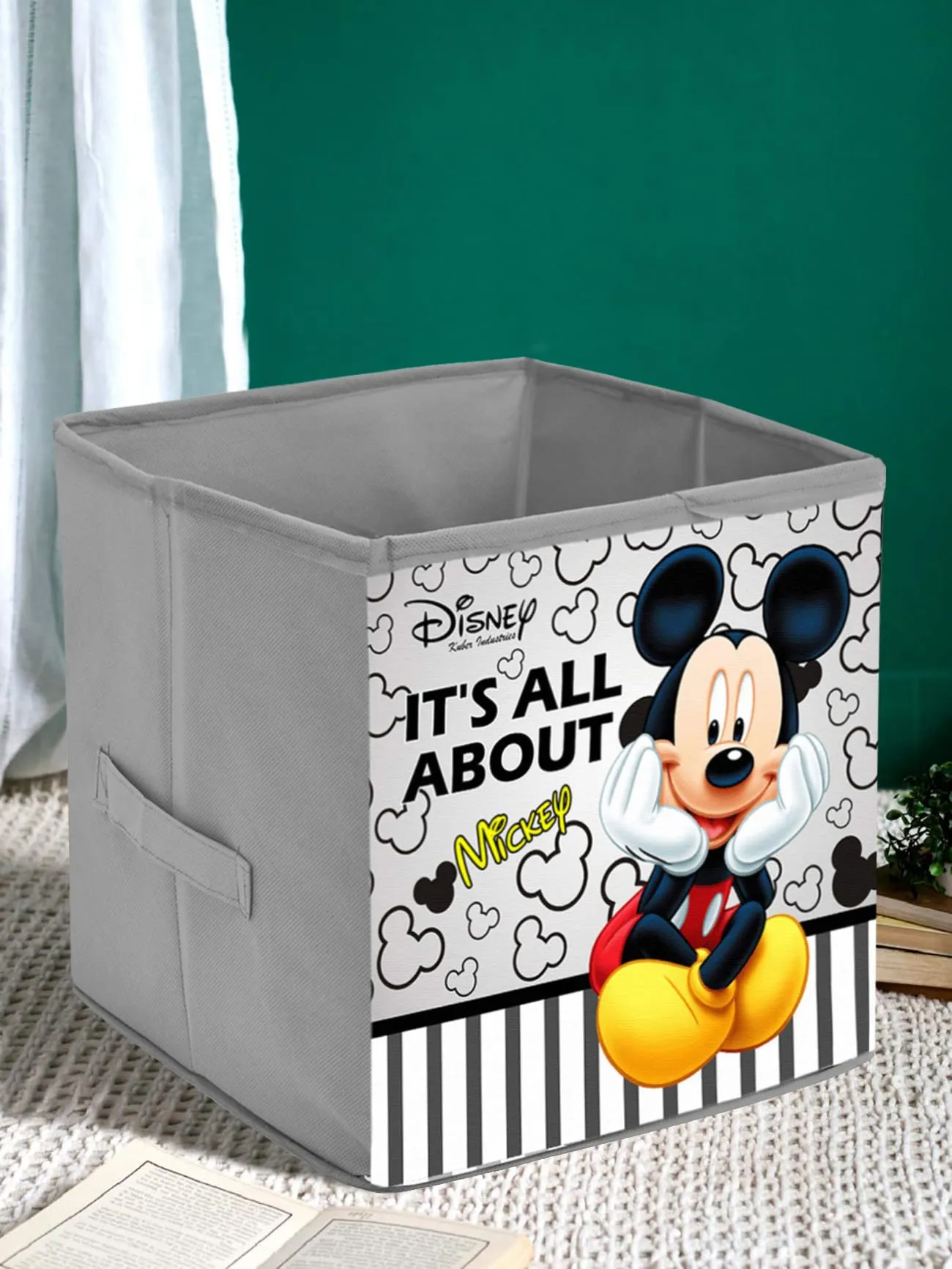 Kuber Industries Disney Mickey Printed Multipurposes Storage Box/Organizer With Handles (Grey) -HS43KUBMART26271