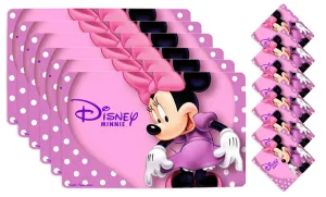 Kuber Industries Disney Minnie PVC 6 Pieces Dining Table Placemat with Tea Coasters Set (Pink) - CTKTC46240, Standard