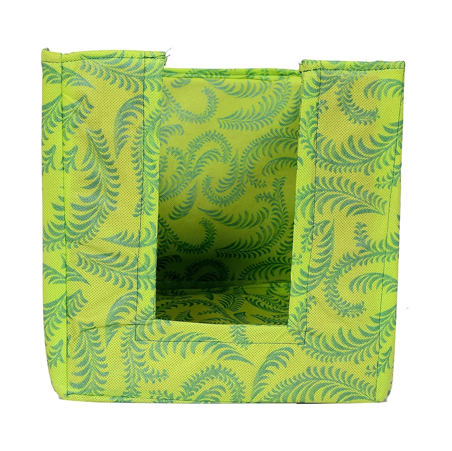 Kuber Industries Leaf Printed Non-Woven Foldable Shirt Stacker Closet Organizer With Handles- Pack of 2 (Green)-HS43KUBMART26468