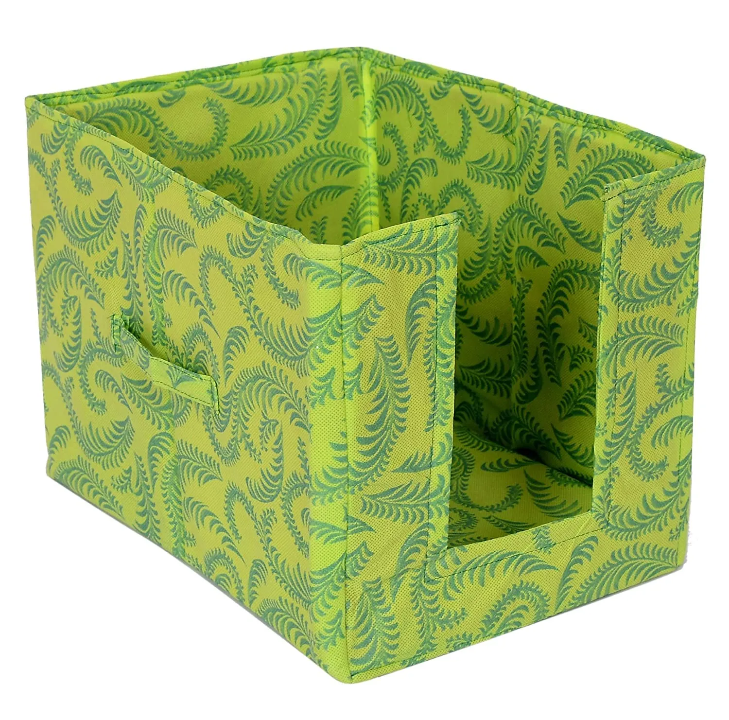 Kuber Industries Leaf Printed Non-Woven Foldable Shirt Stacker Closet Organizer With Handles- Pack of 2 (Green)-HS43KUBMART26468