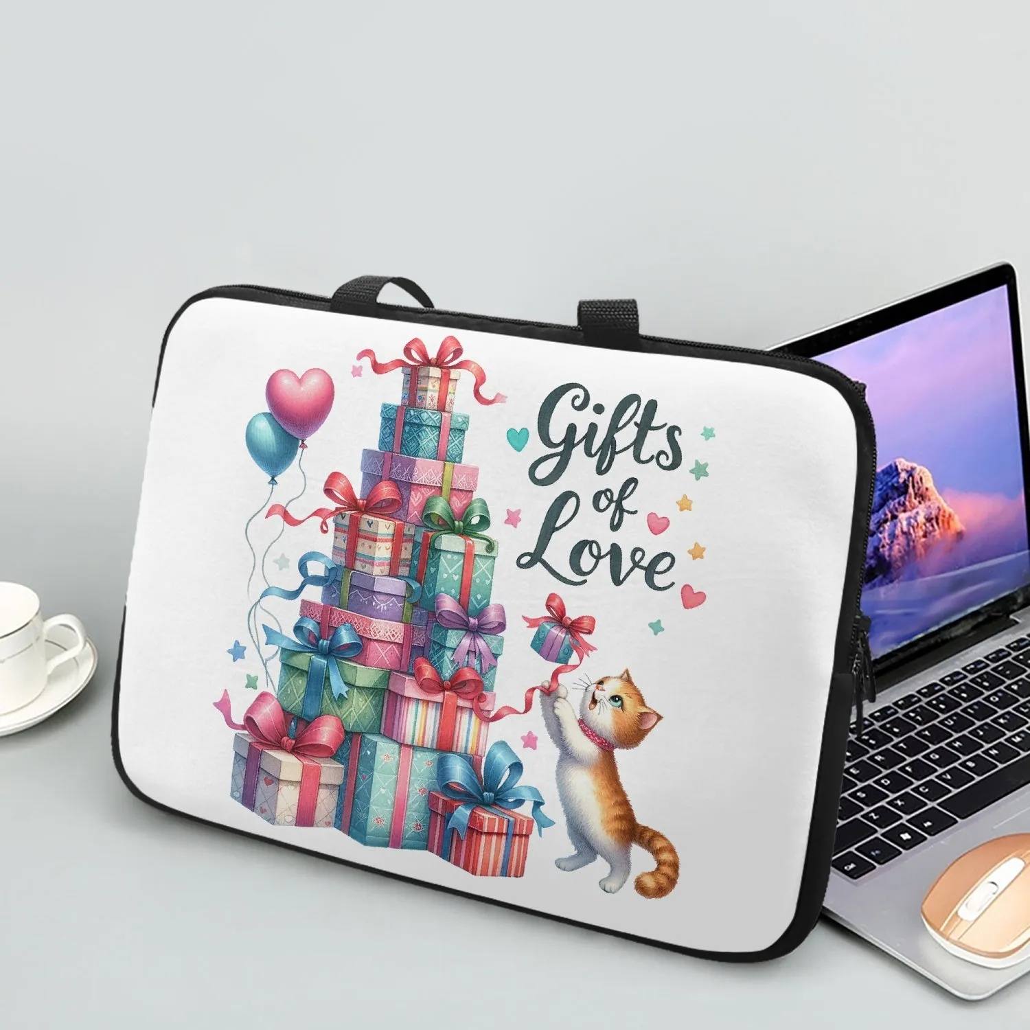 Laptop Sleeve with handle - Christmas, Present Tree