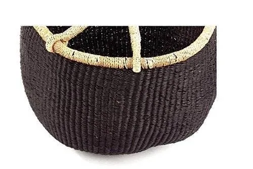 Large Harvest Ghana African Basket | Bolga Ghana Basket - Solid Blac