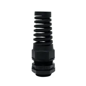 LeMotech NPT 1/4" IP68 Waterproof Cable Gland Flex Spiral Strain Relief Black