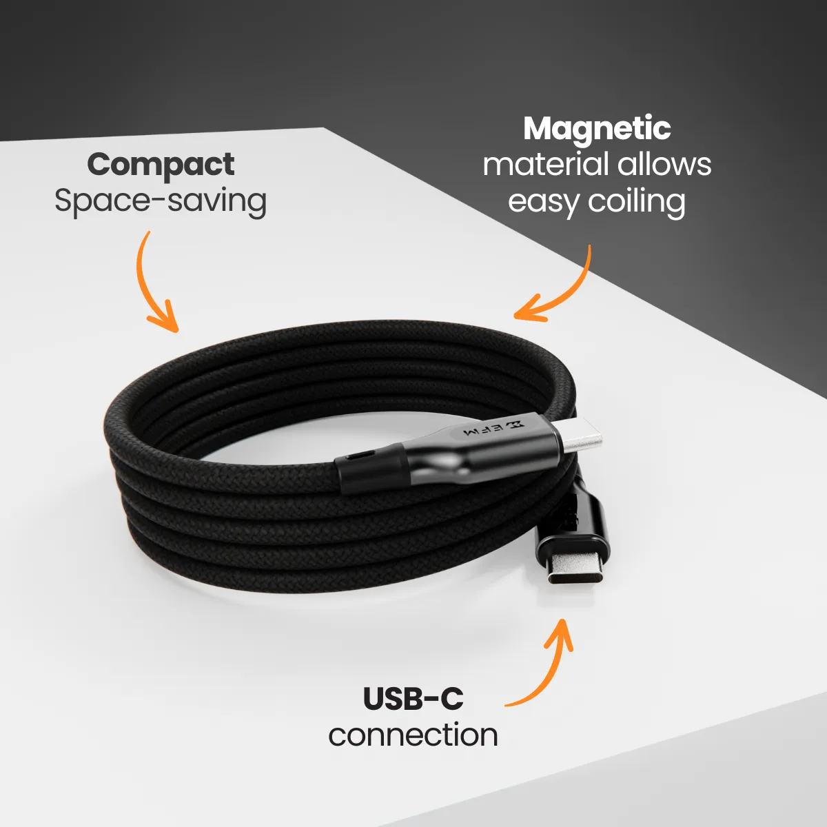 Mag-Coil USB-C 2M Cable - With Magnetic Coiling