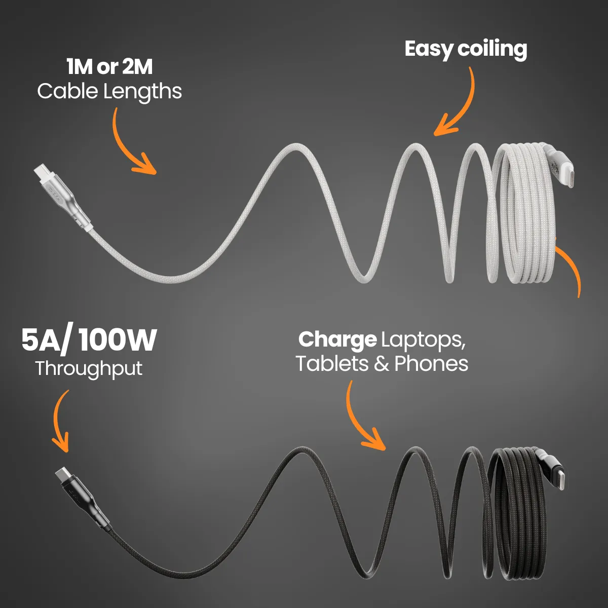 Mag-Coil USB-C 2M Cable - With Magnetic Coiling