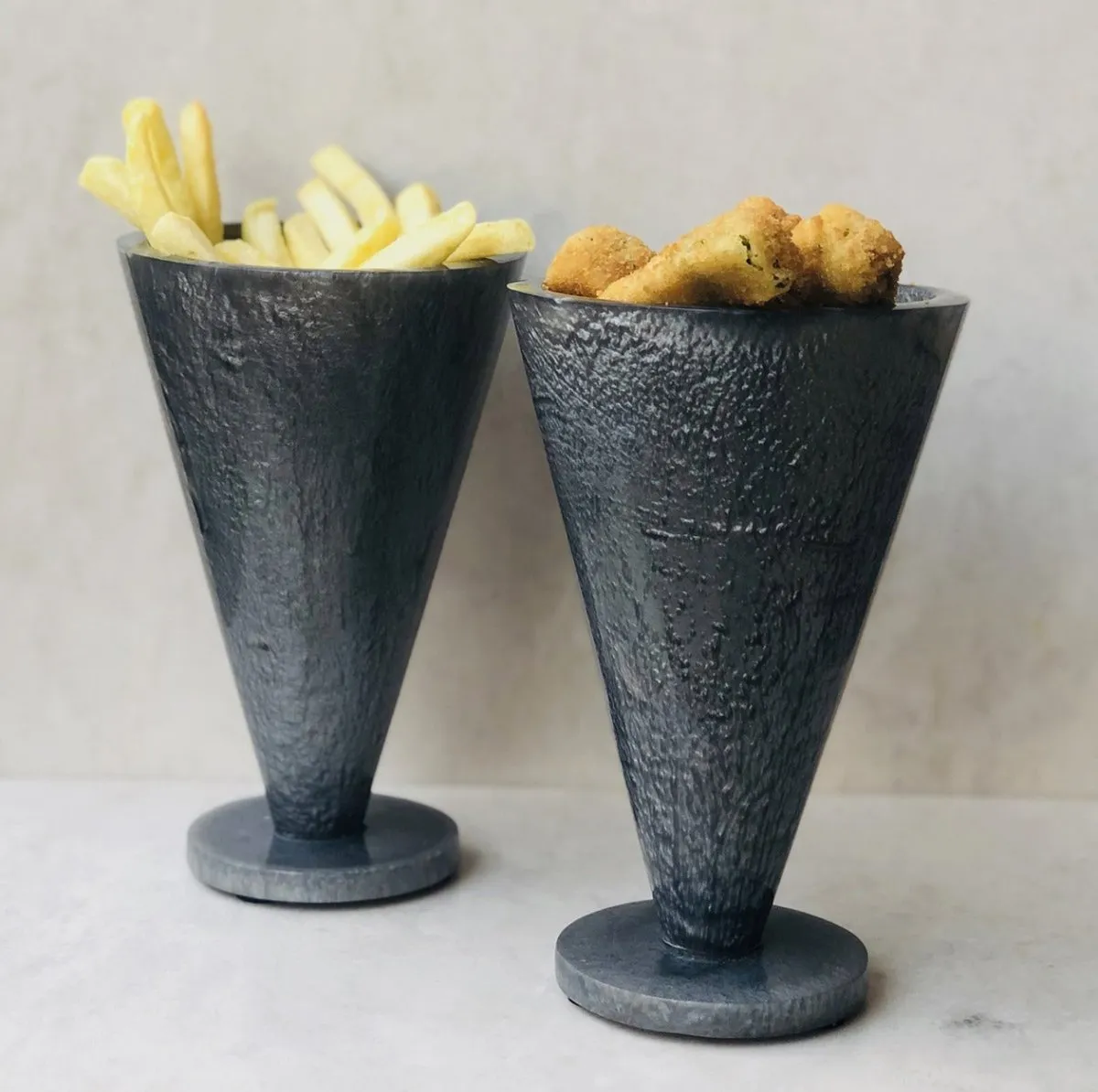 MDF Cone Snack Holder (Grey)-Set of 2