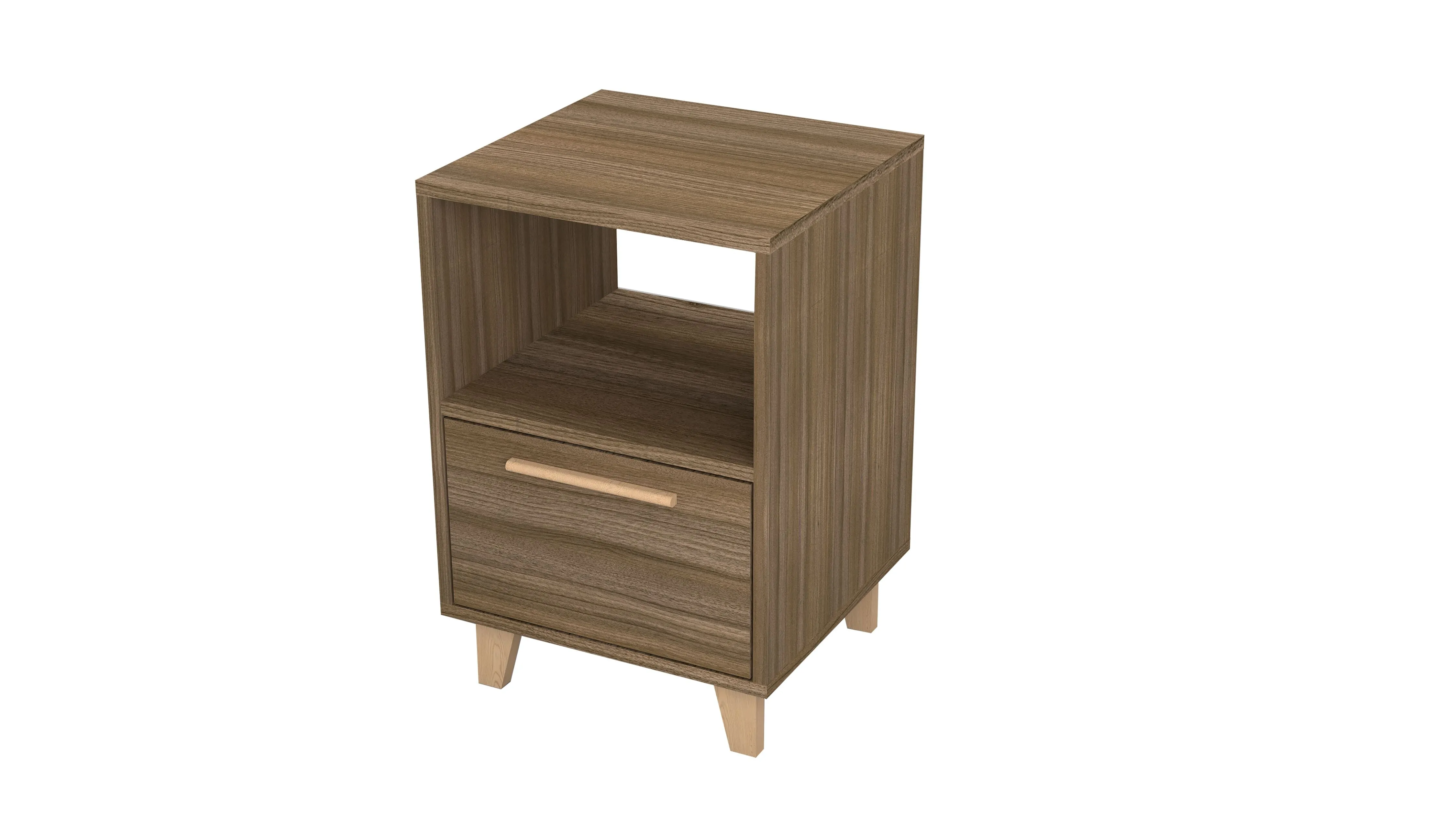 Mid-Century - Modern Herald Nightstand with 1 Shelf in Oak Brown