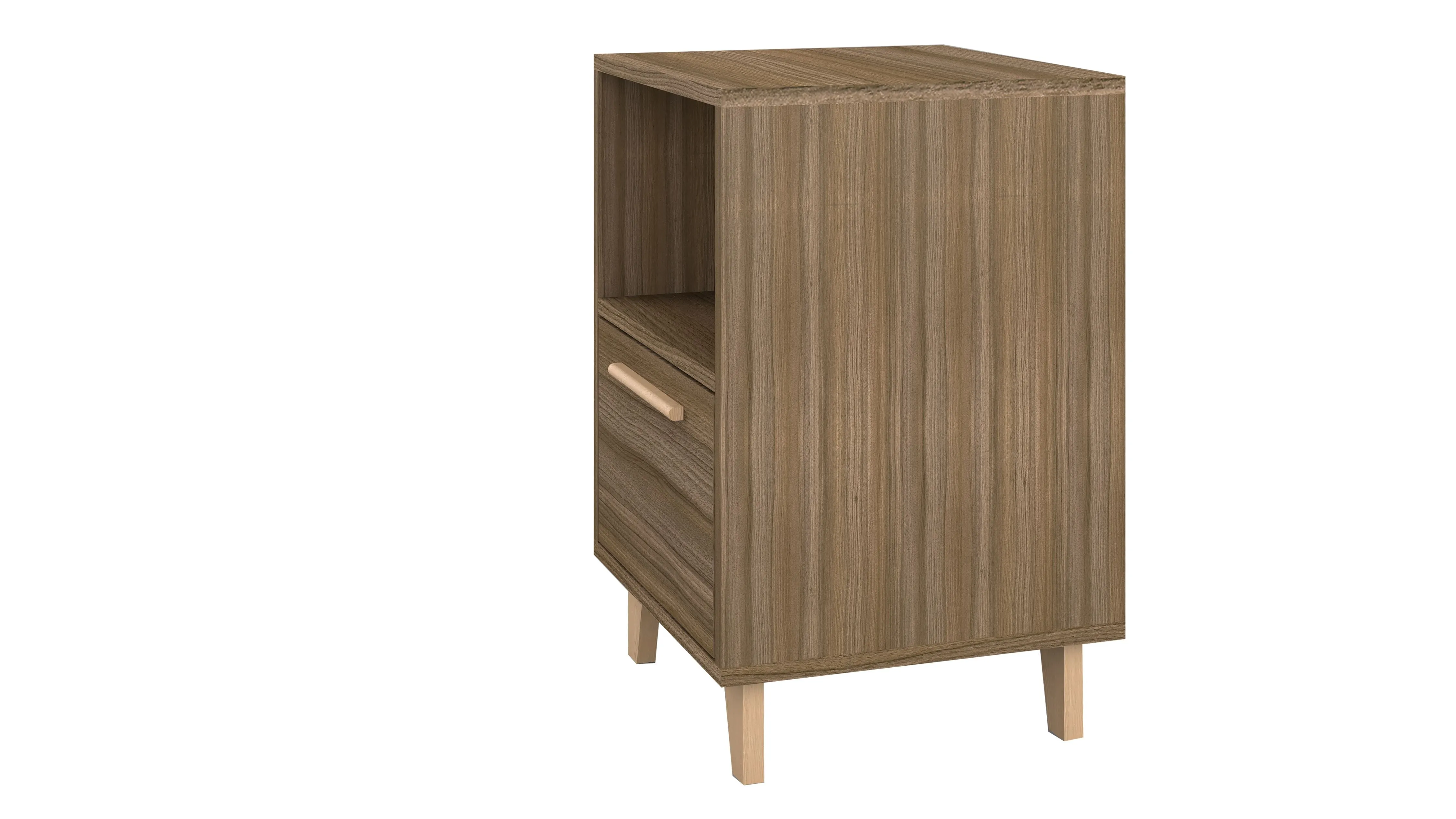 Mid-Century - Modern Herald Nightstand with 1 Shelf in Oak Brown