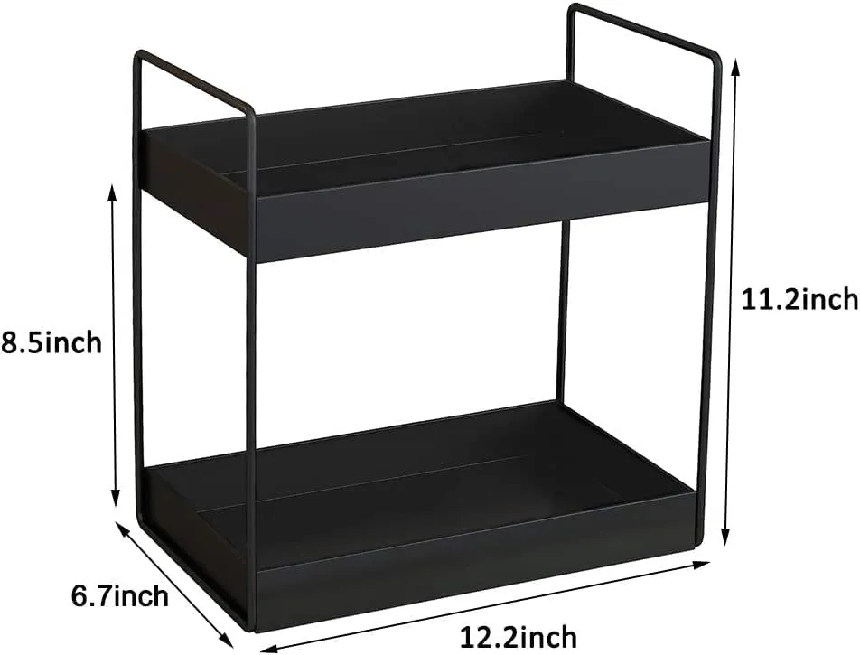 Namani 2-Tier Standing Rack/Metal Bathroom Countertop Storage/Kitchen Organizer/Spice Rack Holder Cabinet Tray for Dresser/Multipurpose Stand/Cosmetic Shelf (Black-1), Tiered Shelf