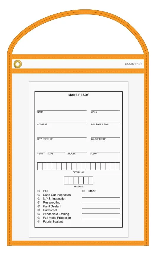 Neon Stitched Work Ticket Holders - Heavy Duty 6 Mil Vinyl - Top Load Clear Rigid Vinyl with Strap - Organize and Protect Work Orders - 10" × 13-1/2" Overall Size