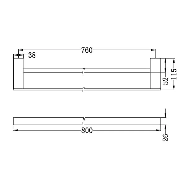 Nero Celia Double Towel Rail 800mm Chrome