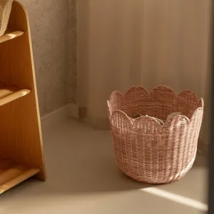 Olli Ella Rattan Tulip Basket - Seashell Pink