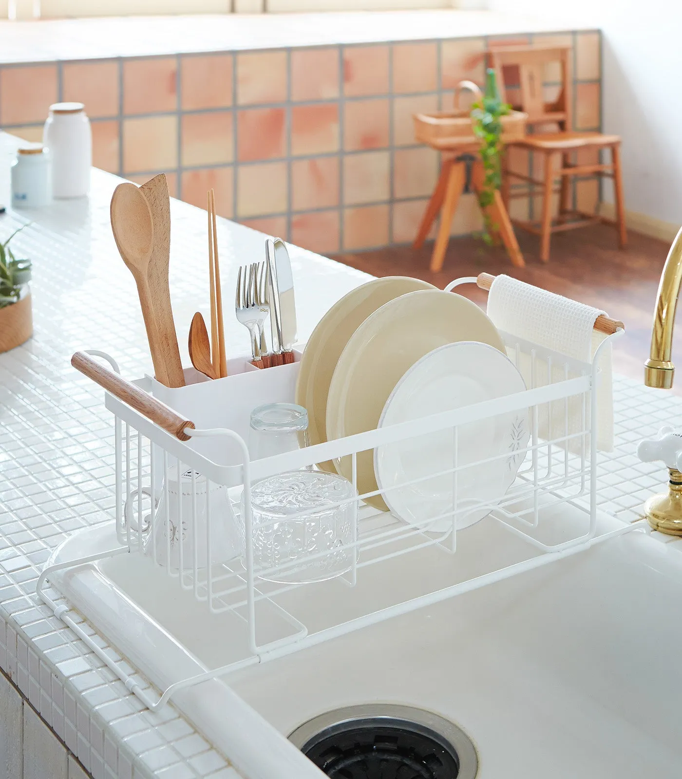 Over-the-Sink Dish Rack - Steel   Wood