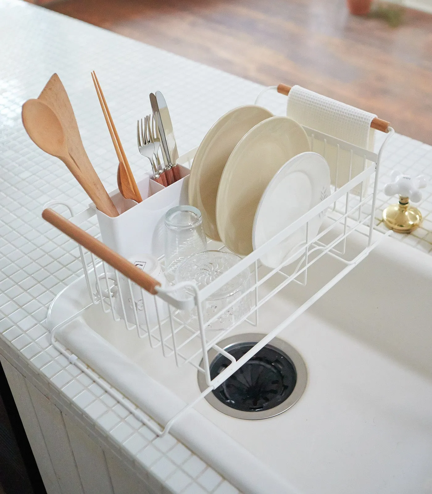 Over-the-Sink Dish Rack - Steel   Wood